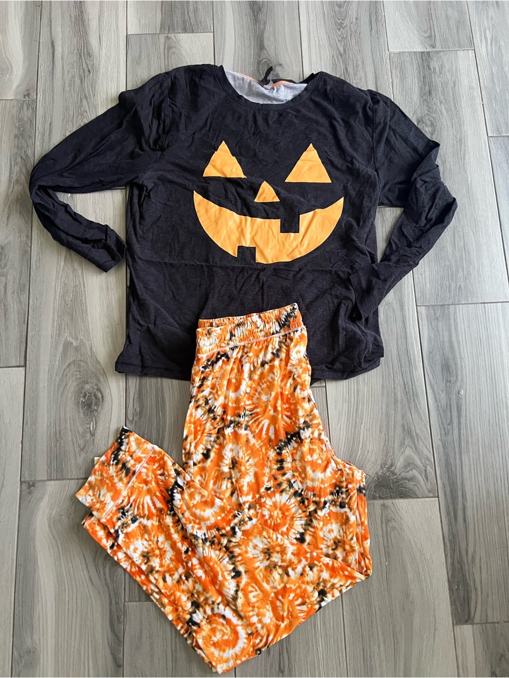 Halloween Pumpkin Tie Dye Pajama Set Unisex Size L